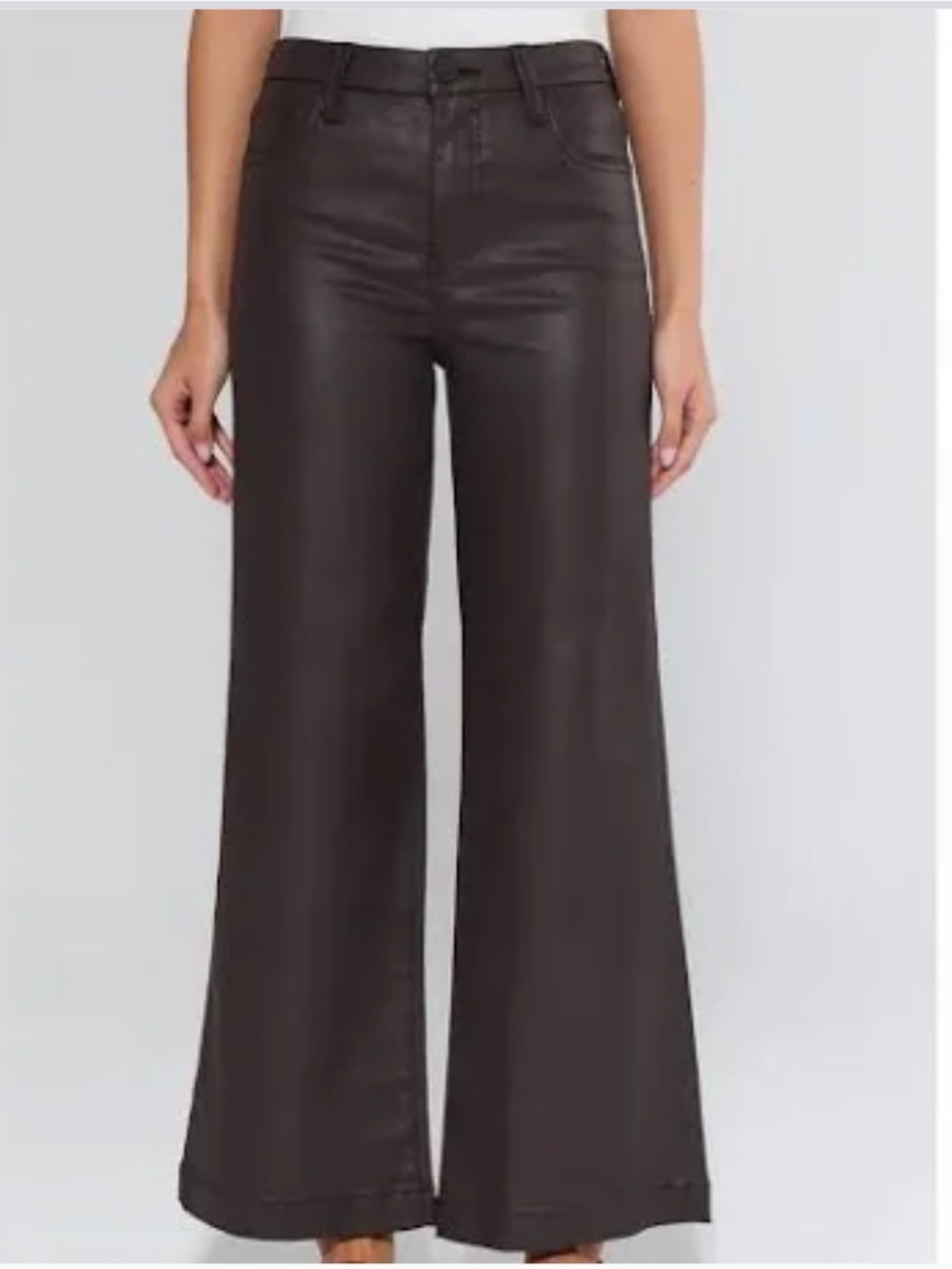 Kut from the Kloth High-Rise Fab AB Coated Wide Leg Jeans Chocolate Brown 10 NWT